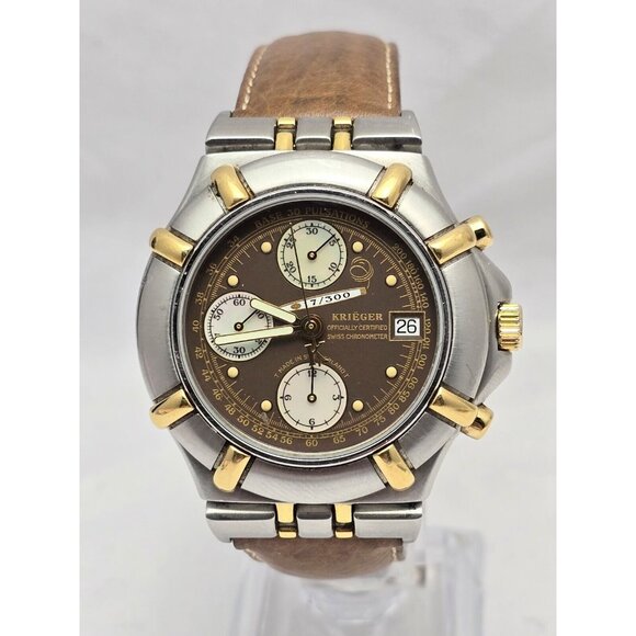 Krieger B929 Chronograph Swiss Watch 18K Two-Tone Limited 17/300 Valjoux 7750